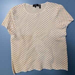 Theory Beige Textured Short Sleeve Top Shirt S in EUC!